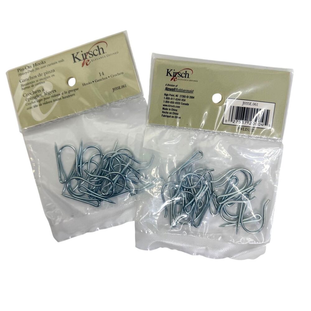 Kirsch Pin On Drapery Hooks 1 3/8 in Heavy Duty J035E.061 Pack of 14 - Set of 2